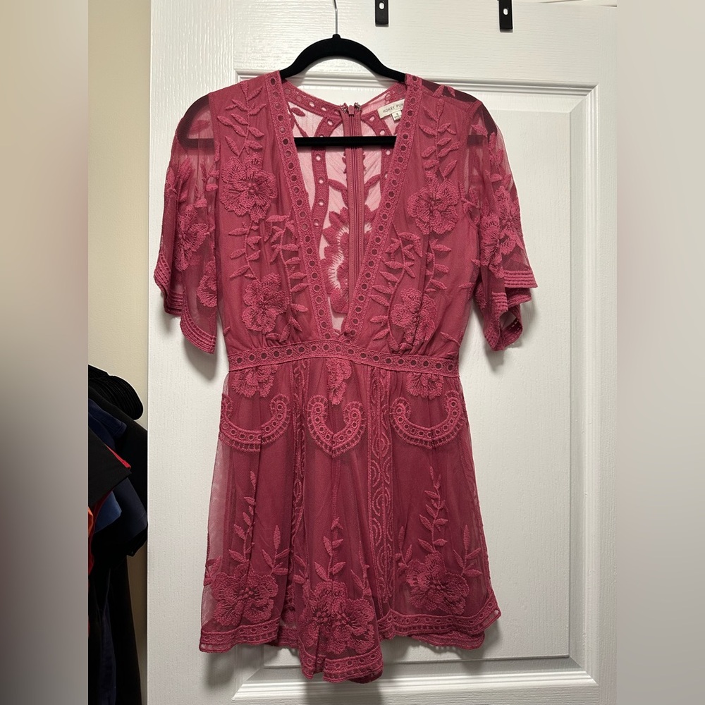 Honey Punch Pink Lace Jumpsuit
